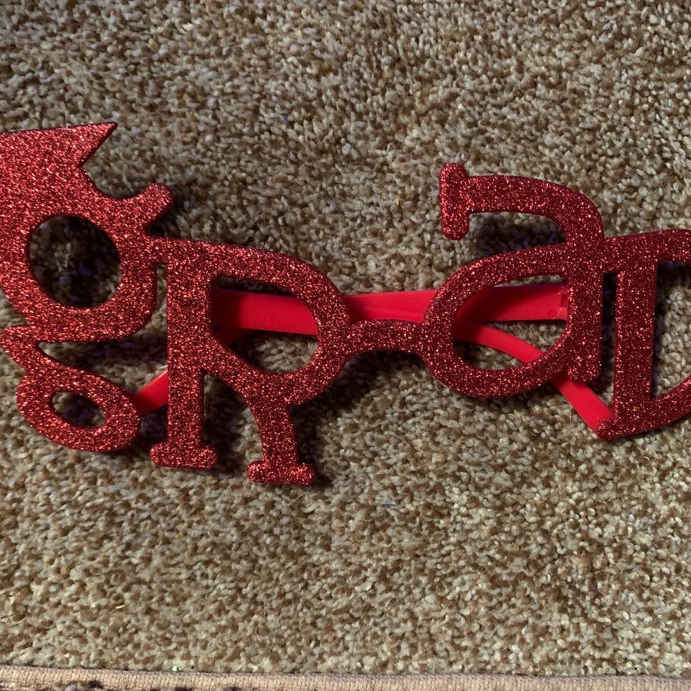 Fun Red “GRAD” glasses